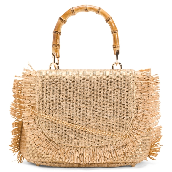 Handbags - Tommy Bahama Woven Handbag with Bamboo Handle